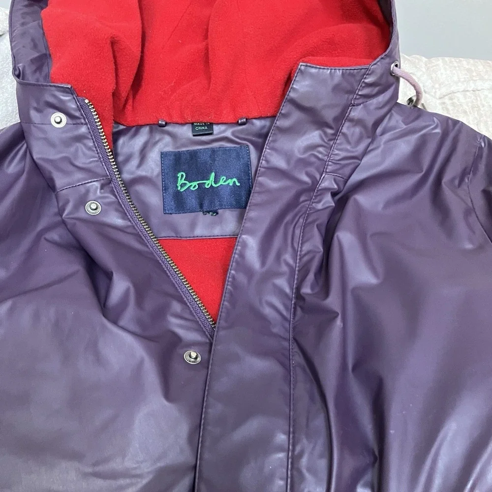 Boden Rainy Day Fleece Lined Women's‎ Rain Coat Large Purple UK-14/16 US-12/14?